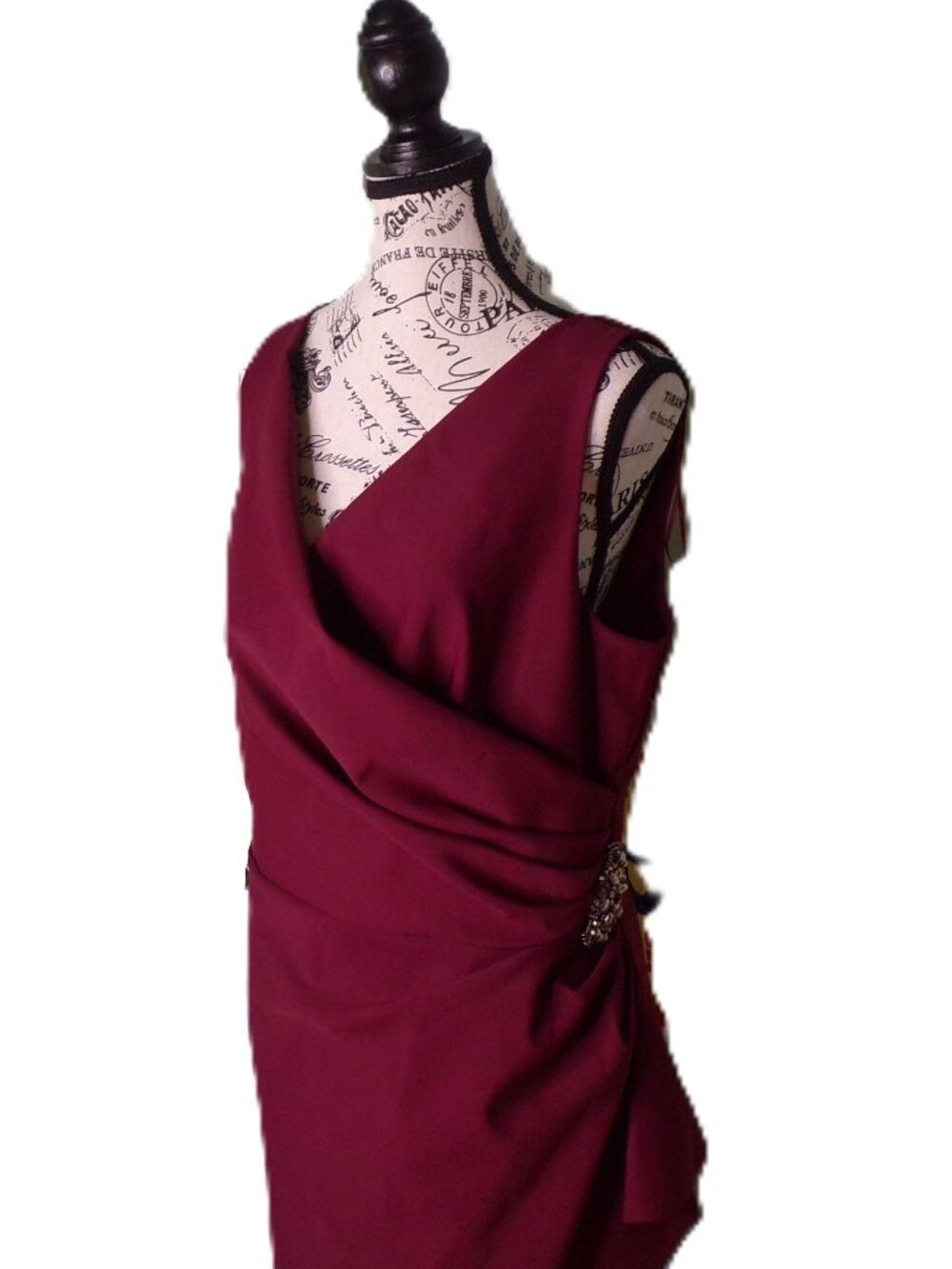 🆕ALEX EVENINGS Side Ruched Compression Cocktail Dress Wine Burgundy 18 - Picture 5 of 10